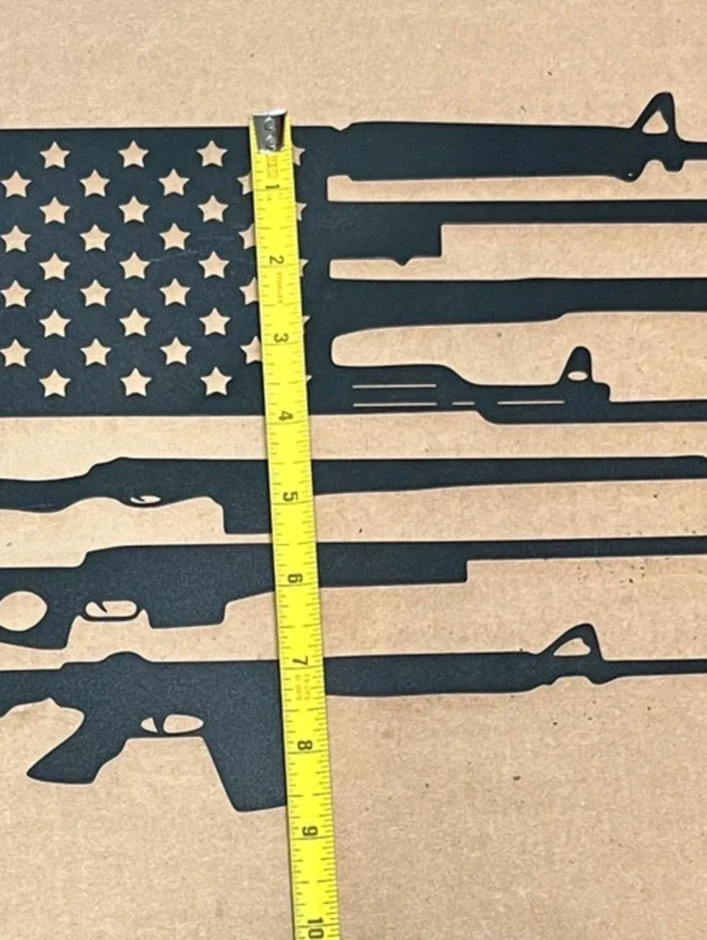 Metal Rifle American Flag - Cool ad to the man cave or she shed